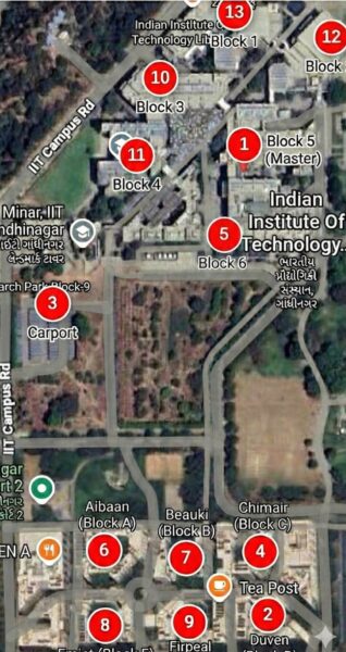 Device installation map — all 13 RMS units plotted across buildings