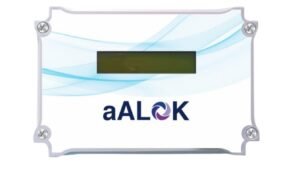 aALoK wireless solar monitoring system diagram showing RF connectivity between inverters
